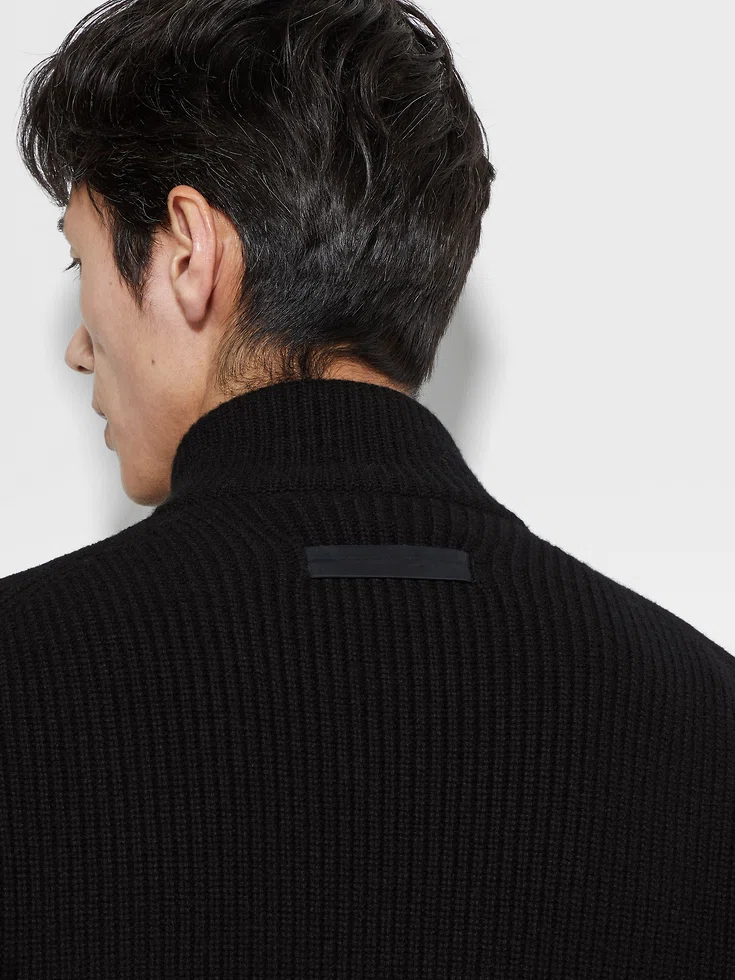 Blouson con cerniera intera in cashmere Oasi nero