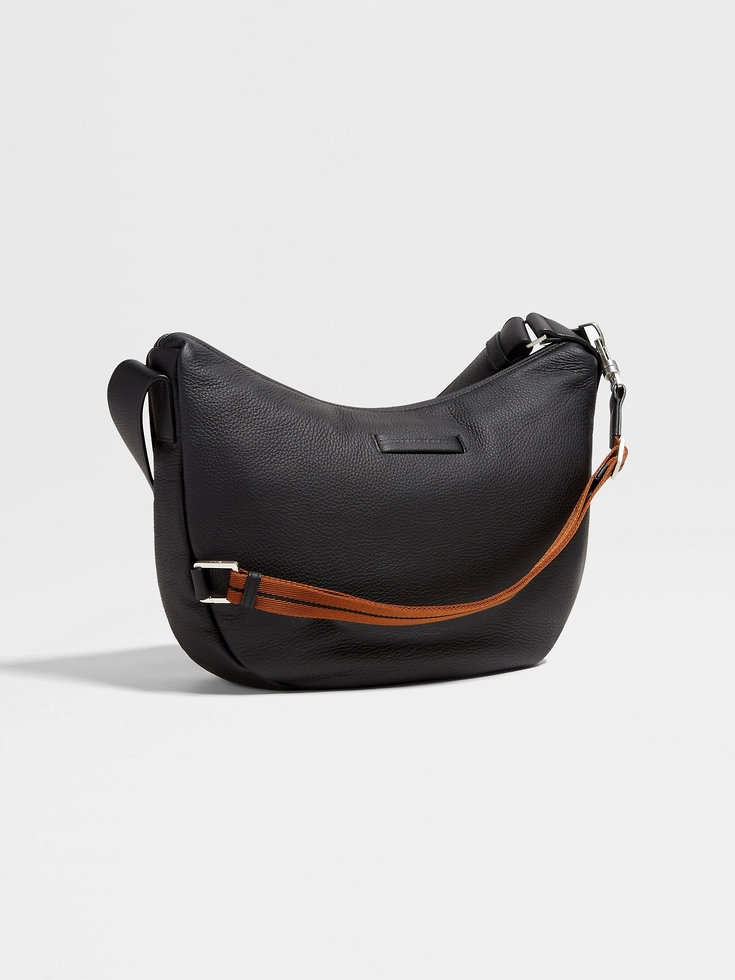 Borsa Hobo Panorama Mini in pelle di cervo nera Borsa Hobo Panorama Mini in pelle di cervo nera