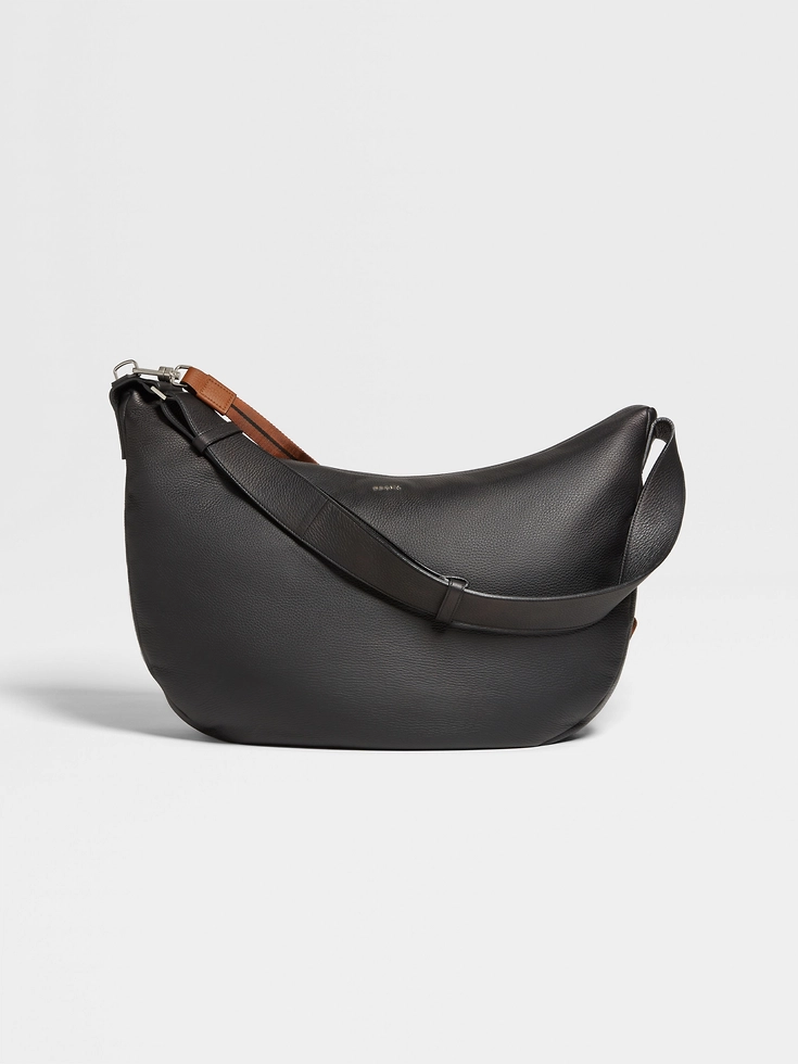 Borsa Hobo Panorama in pelle di cervo nera