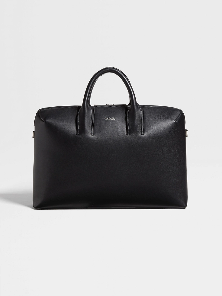 Borsa a mano in pelle nera