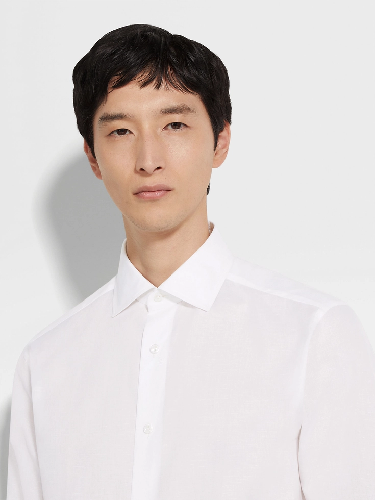 Camicia Centoventimila in cotone e lino bianco ottico