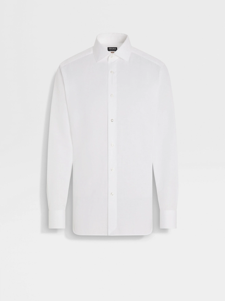 Camicia Centoventimila in cotone e lino bianco ottico