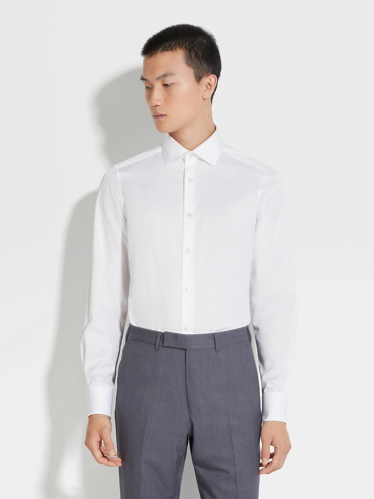 Camicia Trecapi in cotone a microrighe strutturate bianche Camicia Trecapi in cotone a microrighe strutturate bianche
