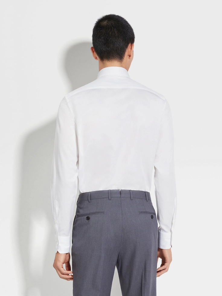 Camicia Trecapi in cotone a microrighe strutturate bianche Camicia Trecapi in cotone a microrighe strutturate bianche