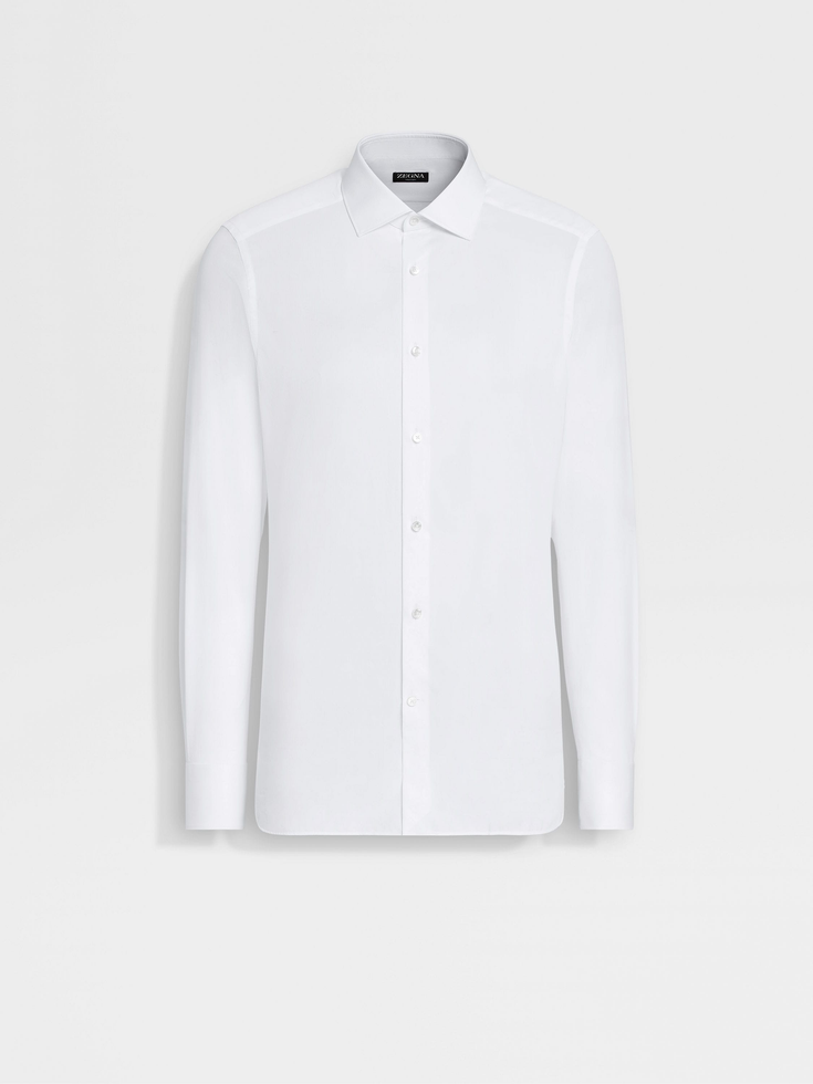 Camicia Trecapi in cotone a microrighe strutturate bianche