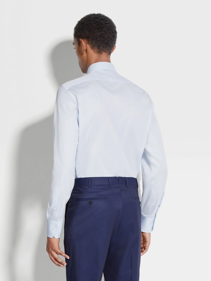 Camicia Trecapi in cotone a righe microstrutturate azzurre Camicia Trecapi in cotone a righe microstrutturate azzurre