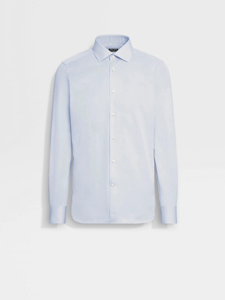 Camicia Trecapi in cotone a righe microstrutturate azzurre
