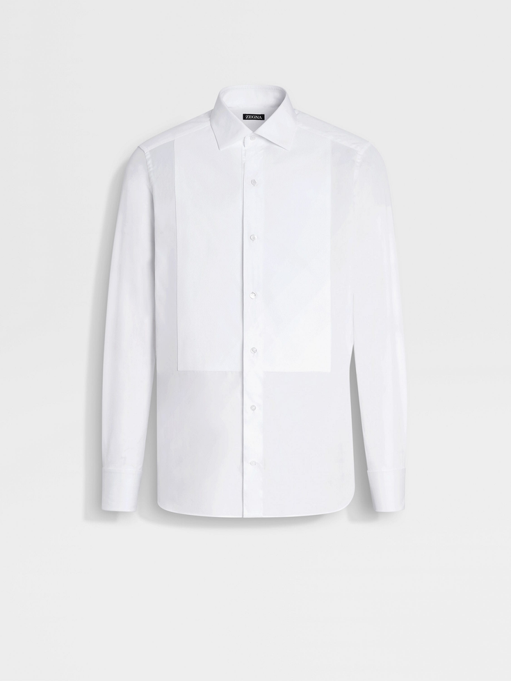 Camicia da smoking in cotone bianco ottico