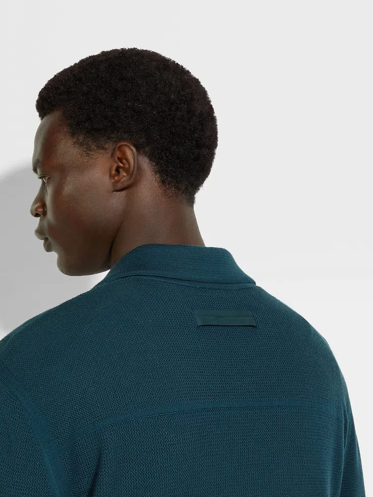 Camicia di lana blu turchese scuro