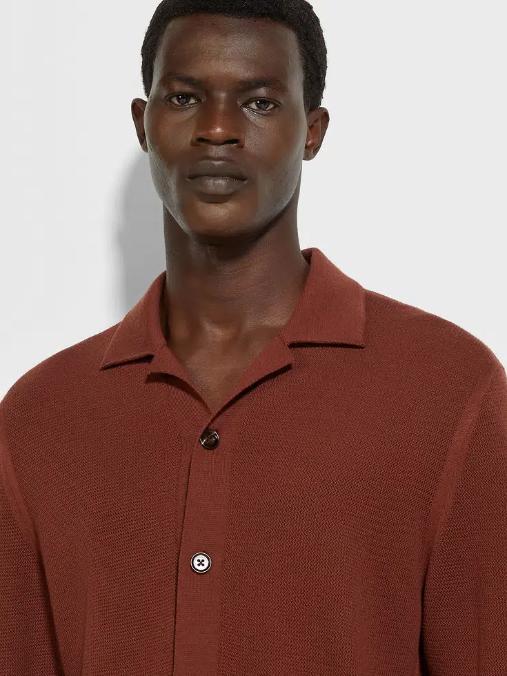 Camicia di lana rosso mattone
