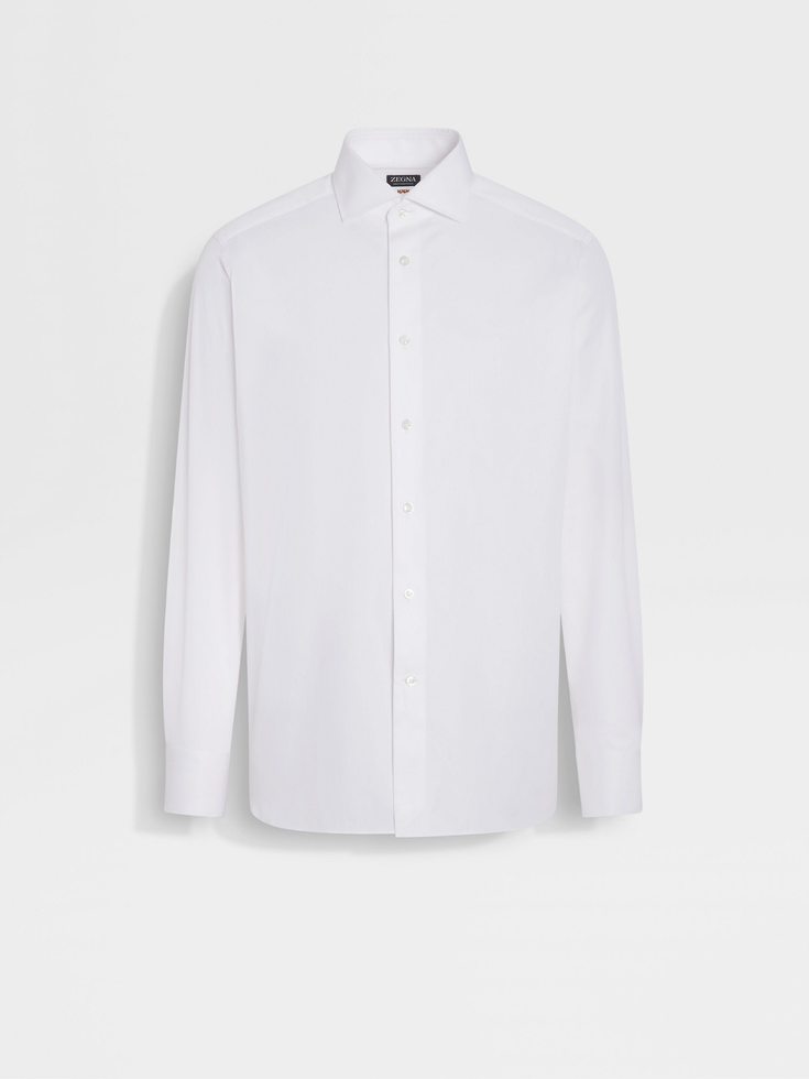 Camicia in cotone Centoventimila a microrighe bianca