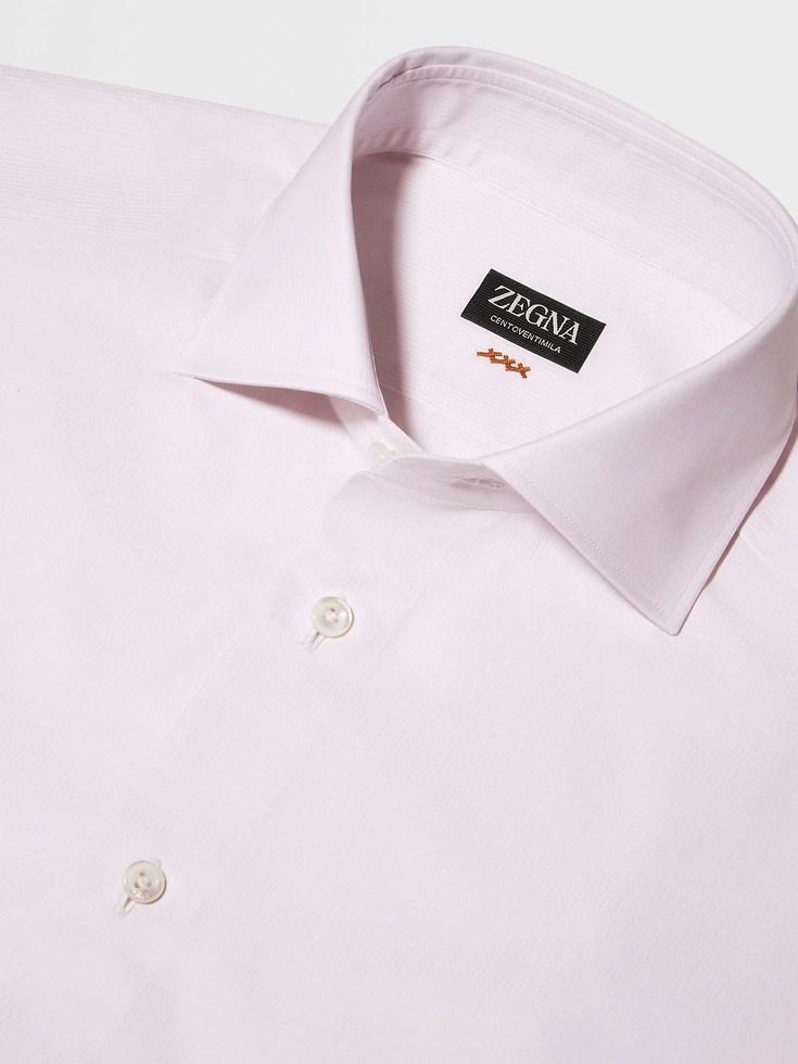 Camicia in cotone Centoventimila a microrighe rosa chiaro Camicia in cotone Centoventimila a microrighe rosa chiaro