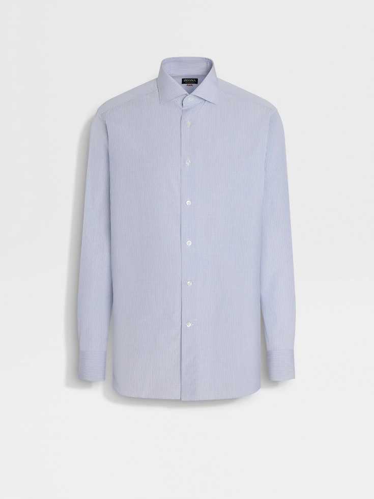 Camicia in cotone Centoventimila a quadretti bianchi e blu navy