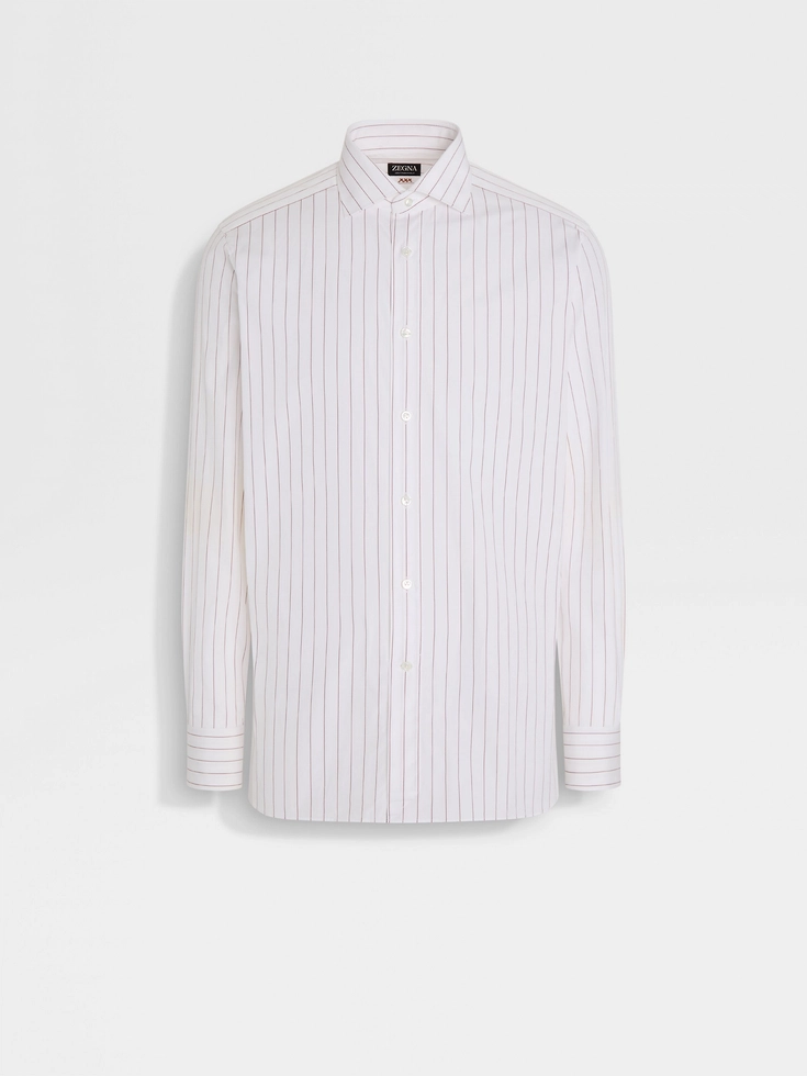 Camicia in cotone Centoventimila a righe macro bianco e rosso mattone