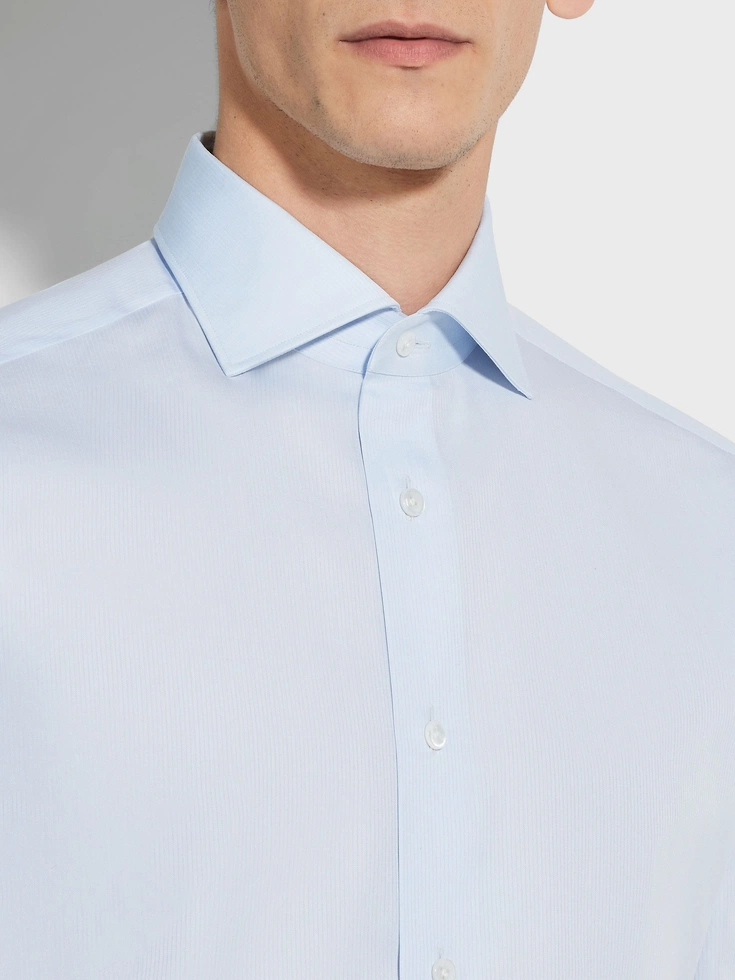 Camicia in cotone Centoventimila a righe micro azzurre