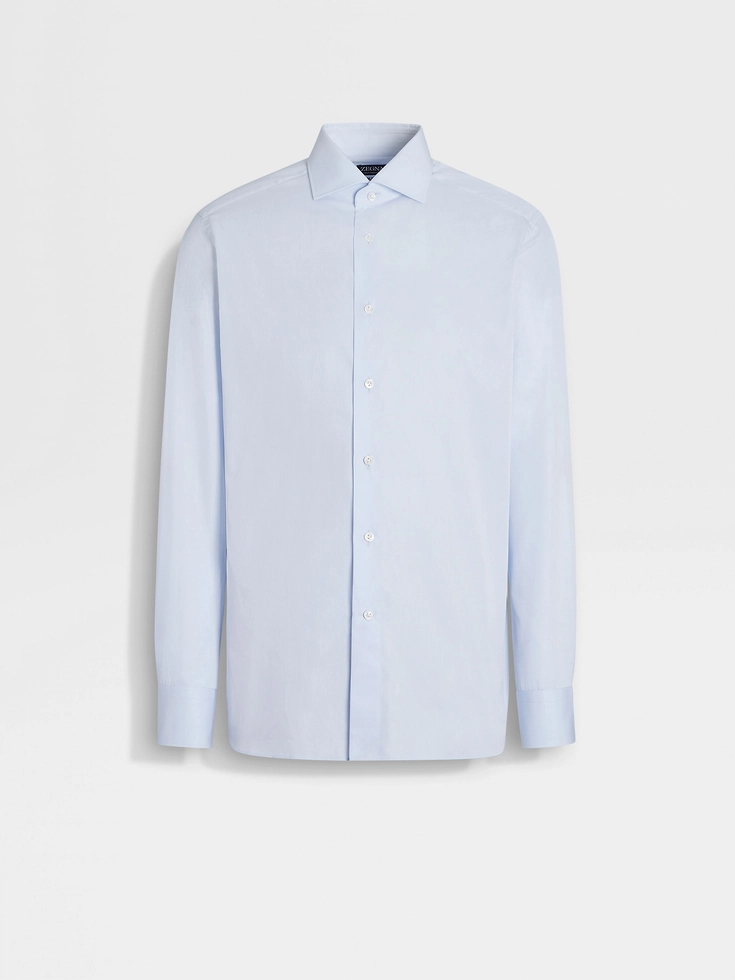 Camicia in cotone Centoventimila a righe micro azzurre