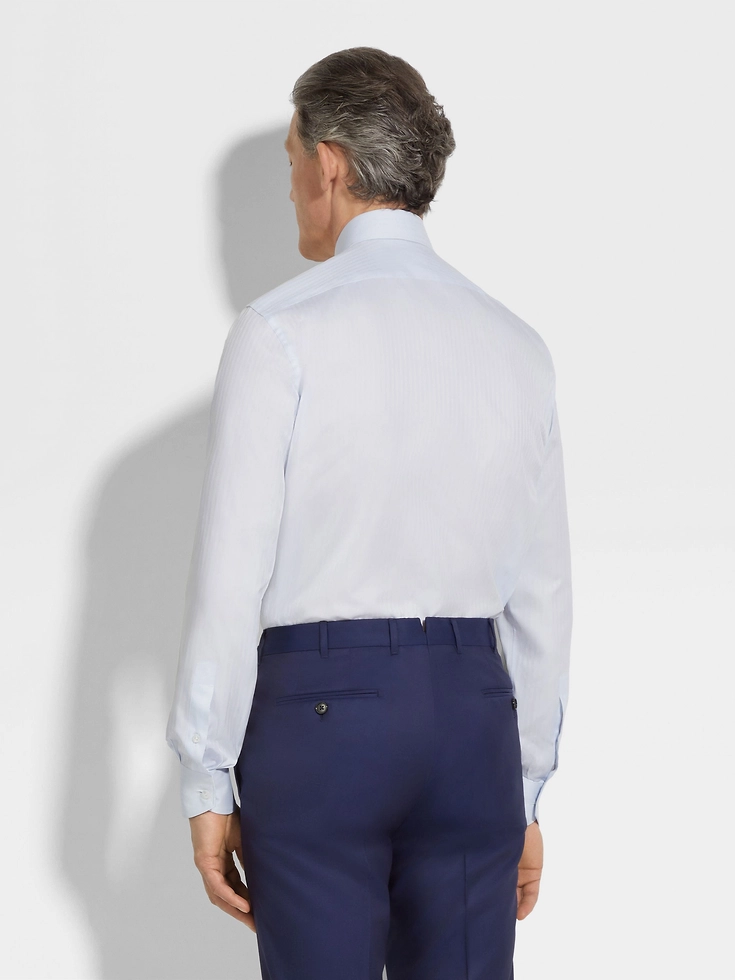 Camicia in cotone Centoventimila a righe strutturate azzurre Camicia in cotone Centoventimila a righe strutturate azzurre