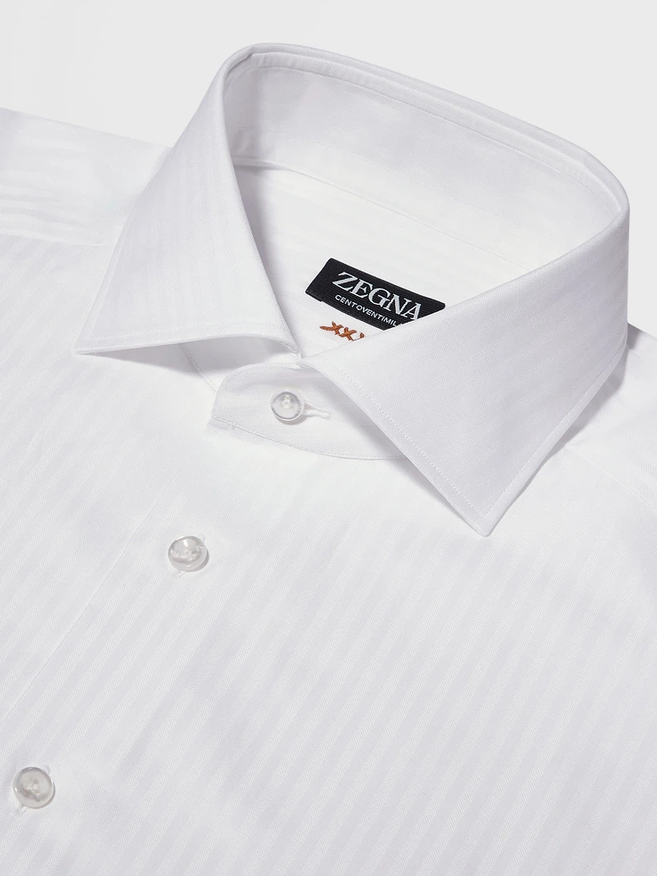 Camicia in cotone Centoventimila a righe strutturate bianco ottico Camicia in cotone Centoventimila a righe strutturate bianco ottico