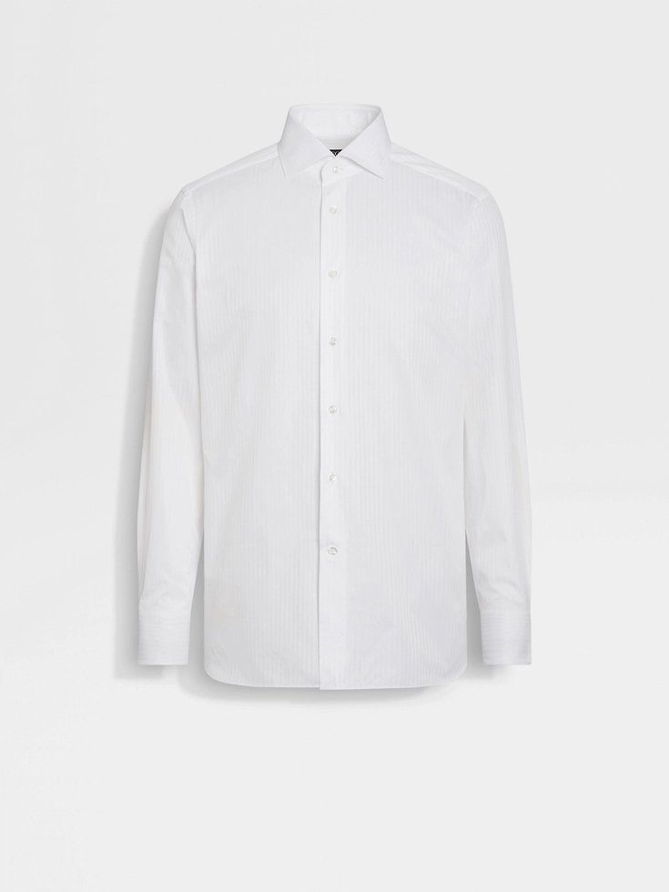 Camicia in cotone Centoventimila a righe strutturate bianco ottico