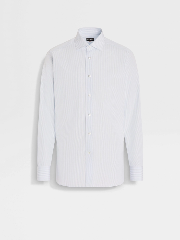 Camicia in cotone Sea Island a righe bianche e azzurre