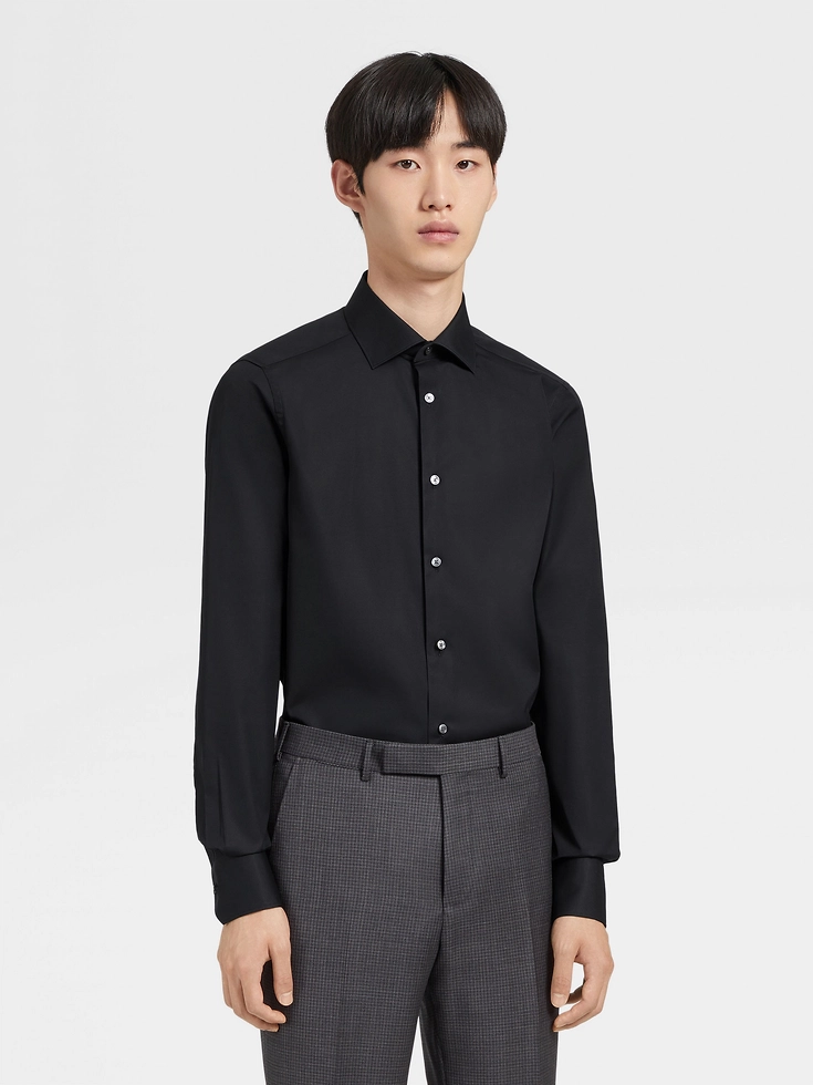 Camicia in cotone comfort Trofeo™ nera