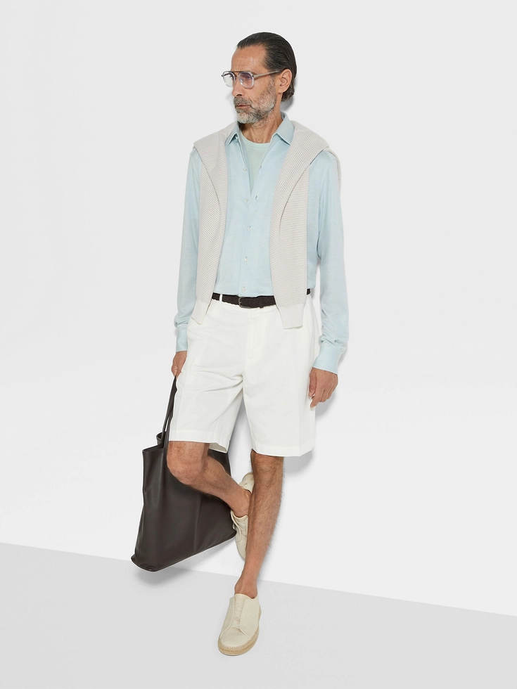 Camicia in misto seta e lino