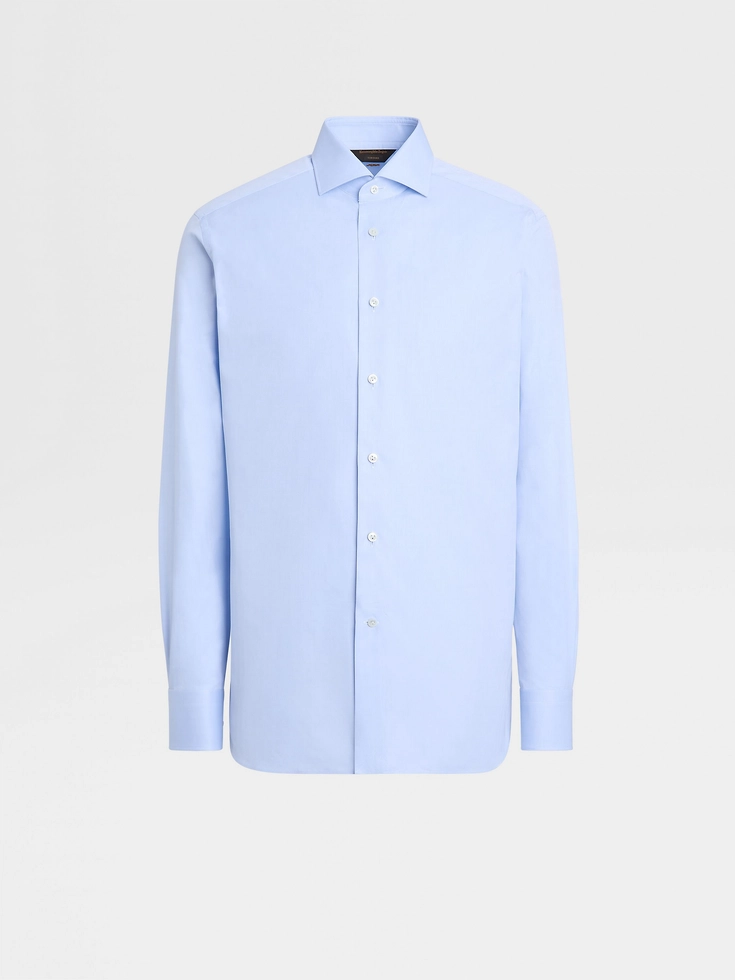 Camicia sartoriale a maniche lunghe in cotone Sea Island azzurro
