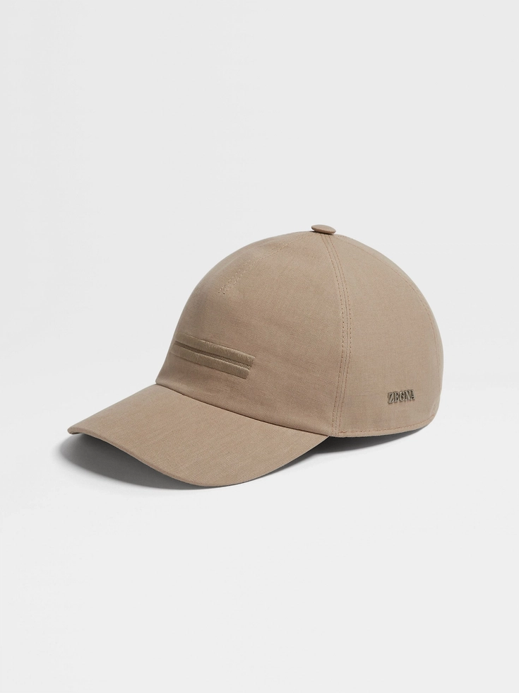Cappellino da baseball in lino beige Oasi