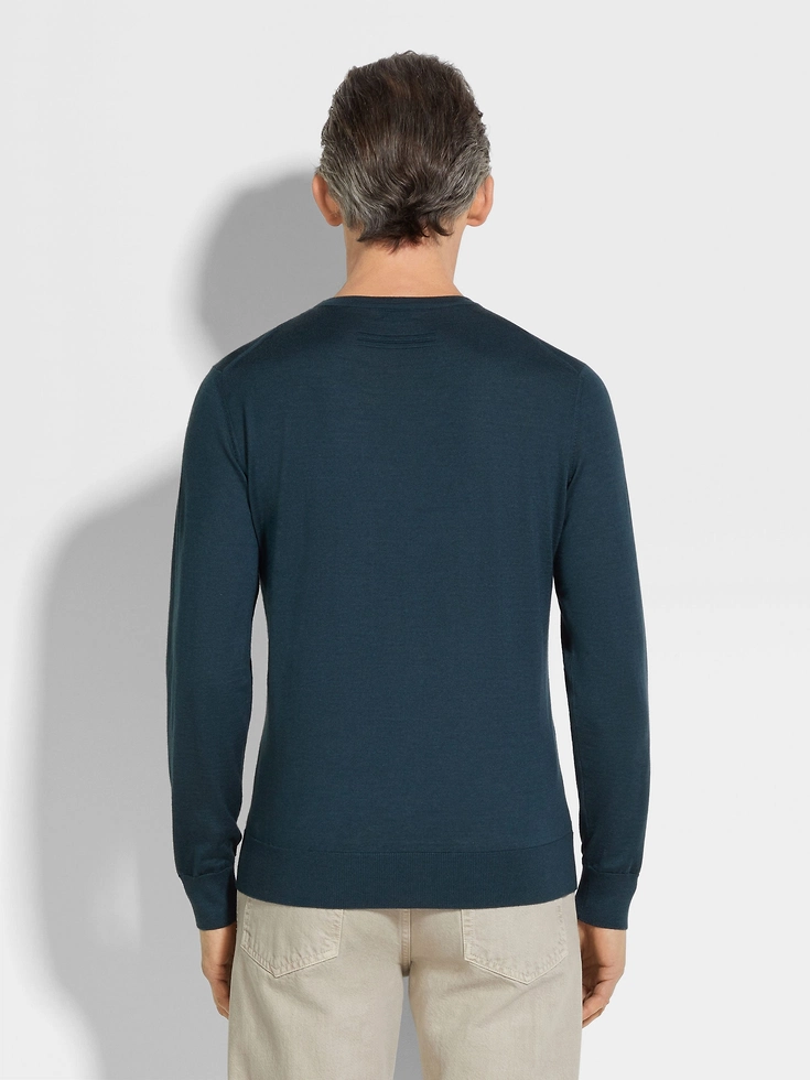 Cashseta Crewneck blu mélange verde acqua scuro Cashseta Crewneck blu mélange verde acqua scuro