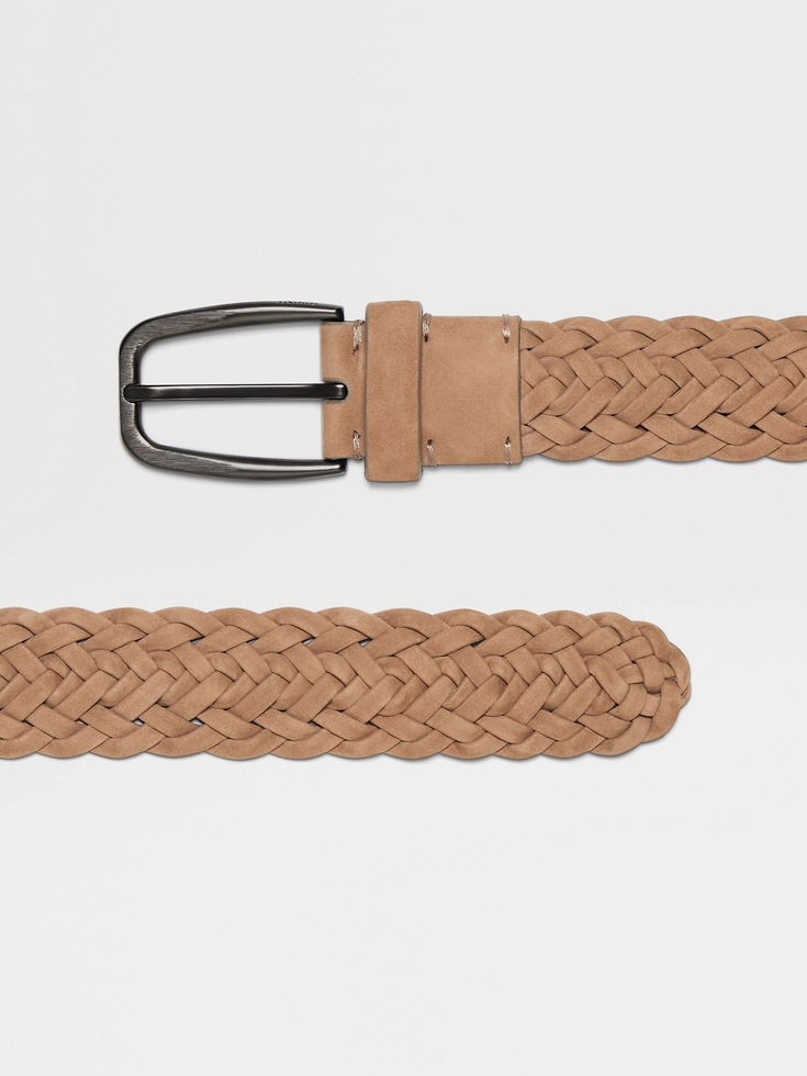 Cintura in pelle beige polvere
