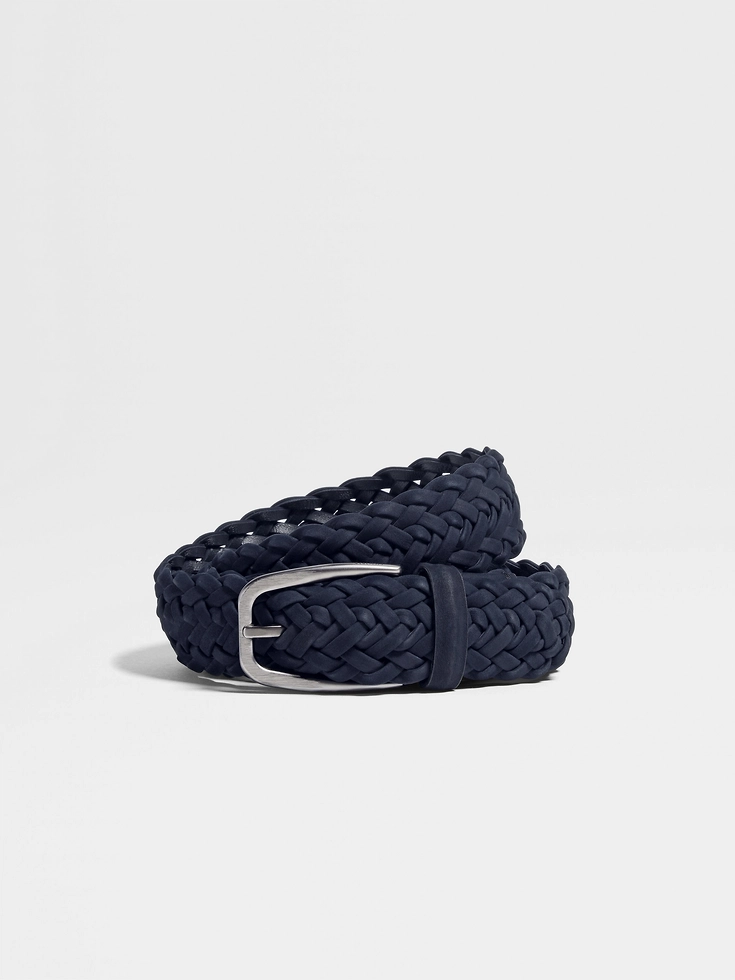Cintura in pelle blu scuro