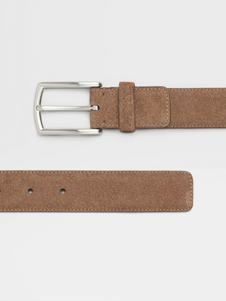 Cintura in pelle scamosciata beige