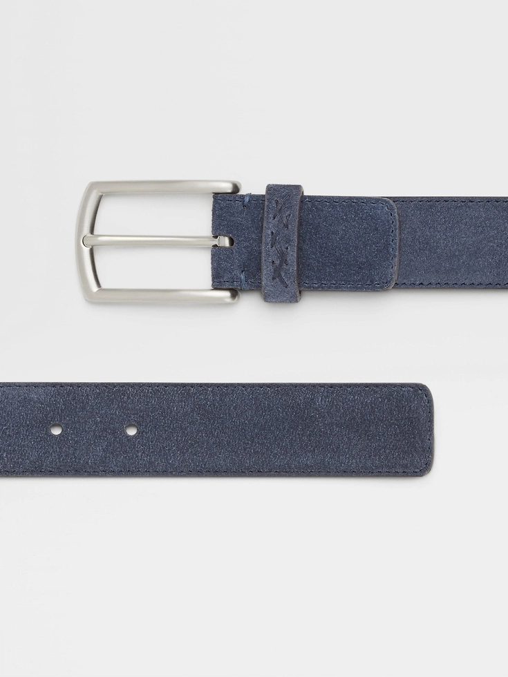 Cintura in pelle scamosciata blu