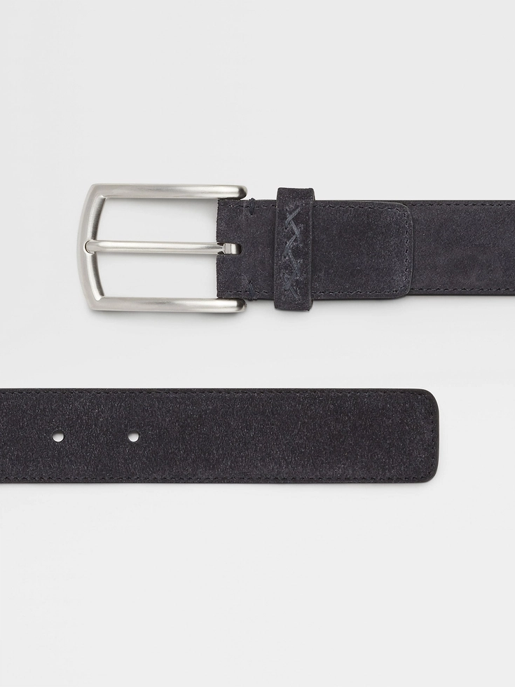 Cintura in pelle scamosciata blu navy