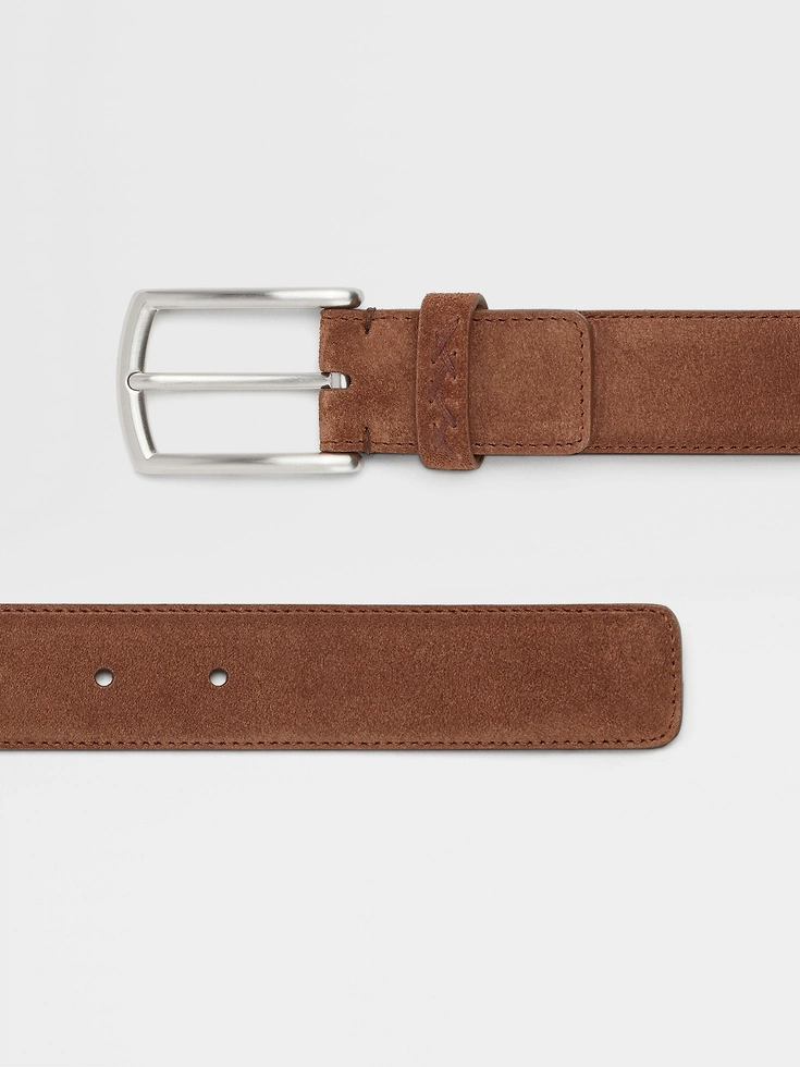 Cintura in pelle scamosciata marrone