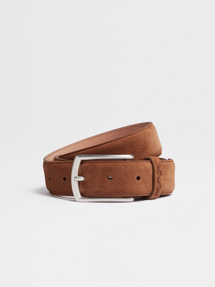 Cintura in pelle scamosciata marrone