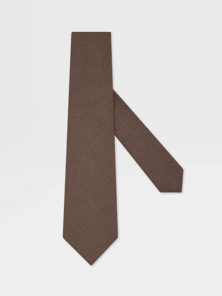 Cravatta in lino marrone chiaro