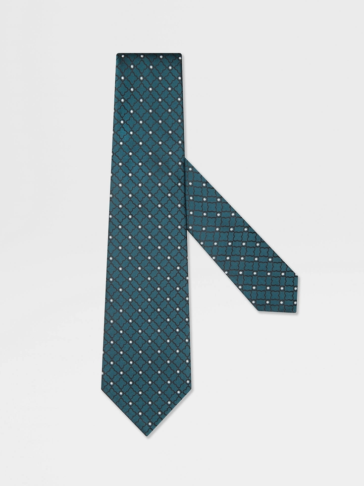 Cravatta in seta blu turchese