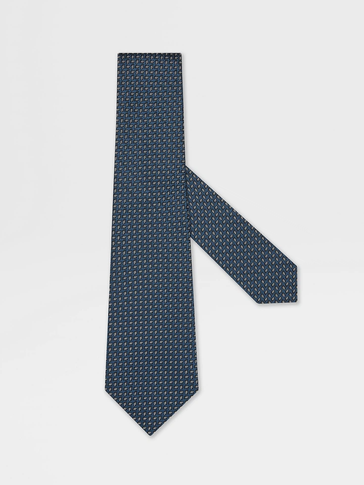 Cravatta in seta blu turchese