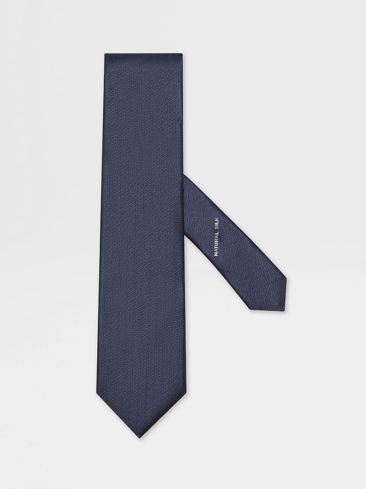 Cravatta in seta naturale blu scuro