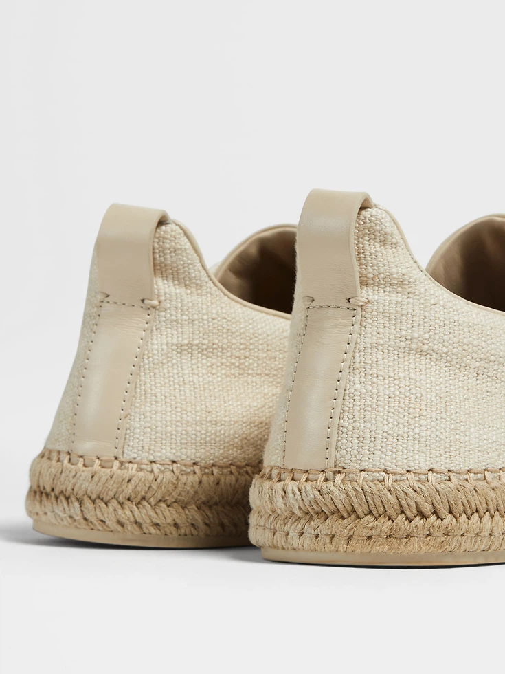Espadrillas Triple Stitch™ in lino e pelle bianco sporco