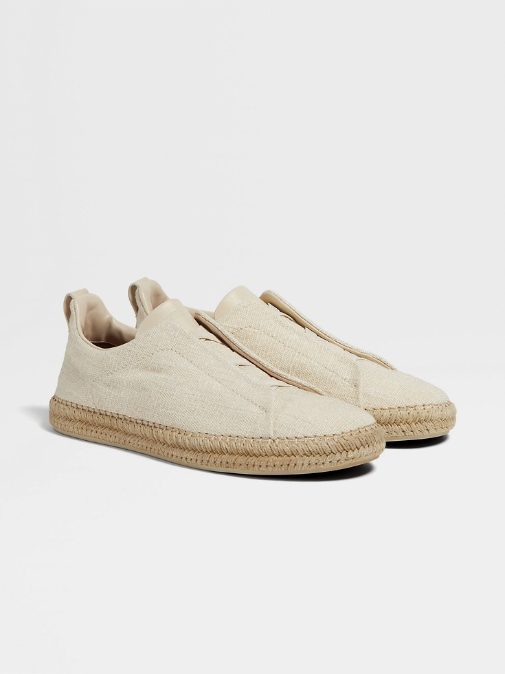 Espadrillas Triple Stitch™ in lino e pelle bianco sporco