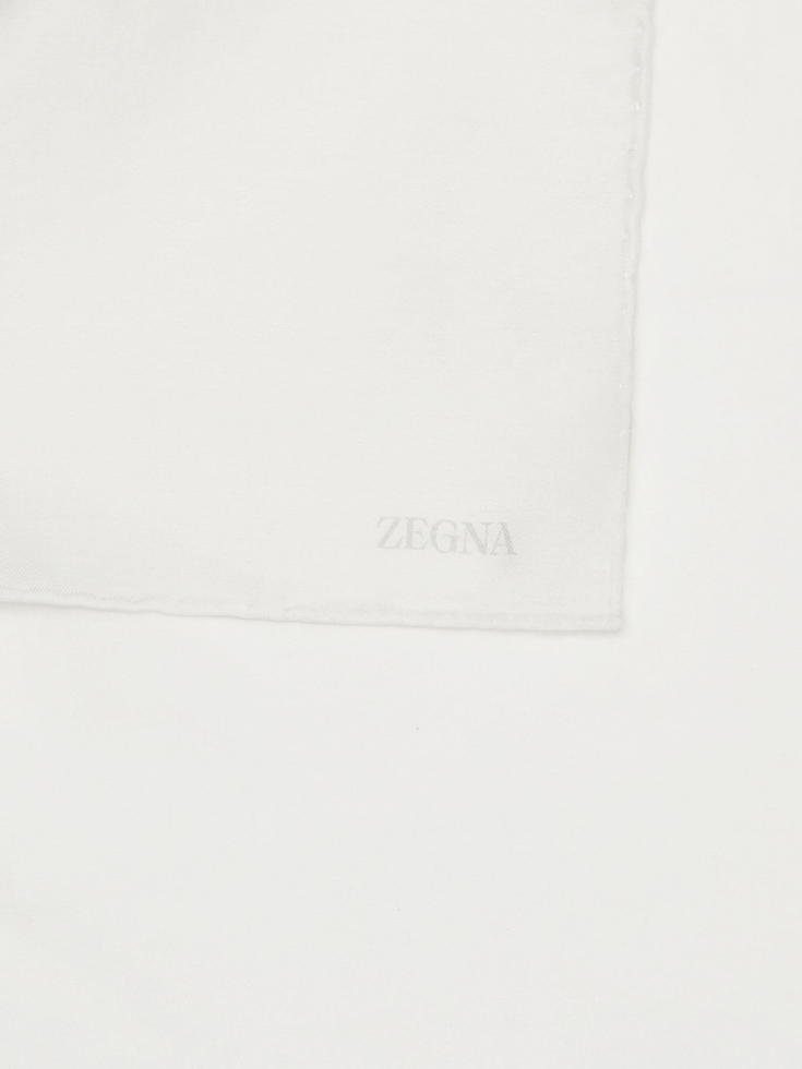 Fazzoletto da taschino bianco in cotone e seta