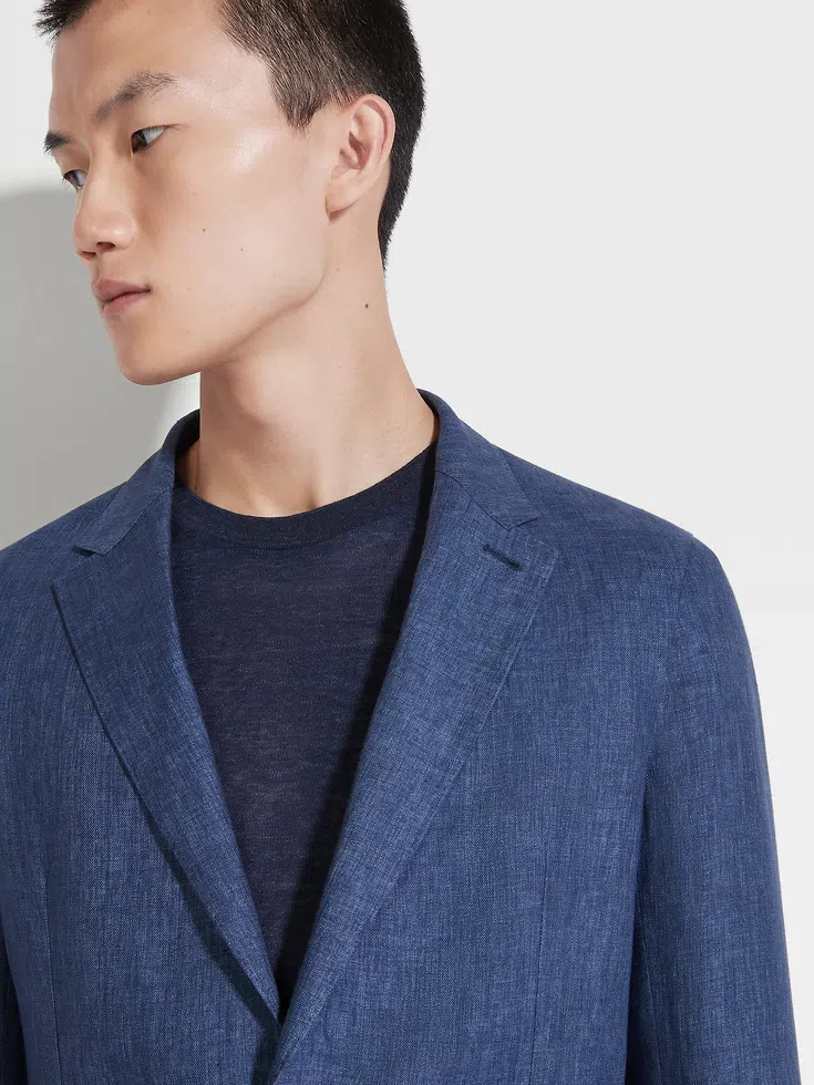 Giacca Camicia Oasi Lino Blu Avio Giacca Camicia Oasi Lino Blu Avio