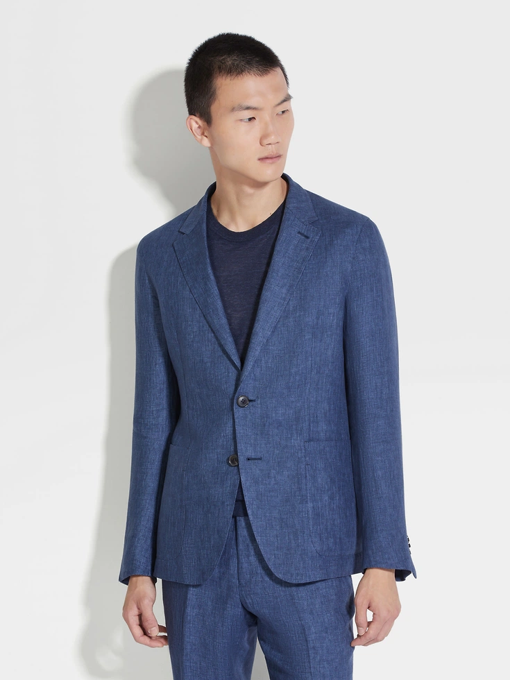 Giacca Camicia Oasi Lino Blu Avio Giacca Camicia Oasi Lino Blu Avio