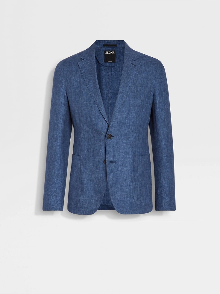 Giacca Camicia Oasi Lino Blu Avio