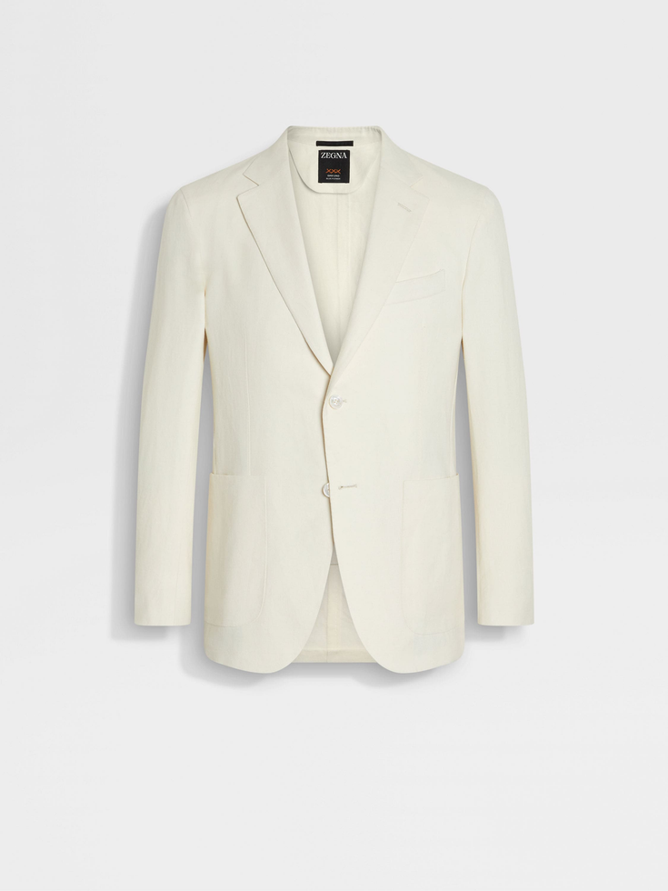 Giacca Oasi Lino Blu Fiore Bianco