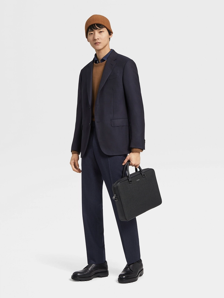 Giacca Trofeo™ Comfort Stretch in lana e seta blu navy