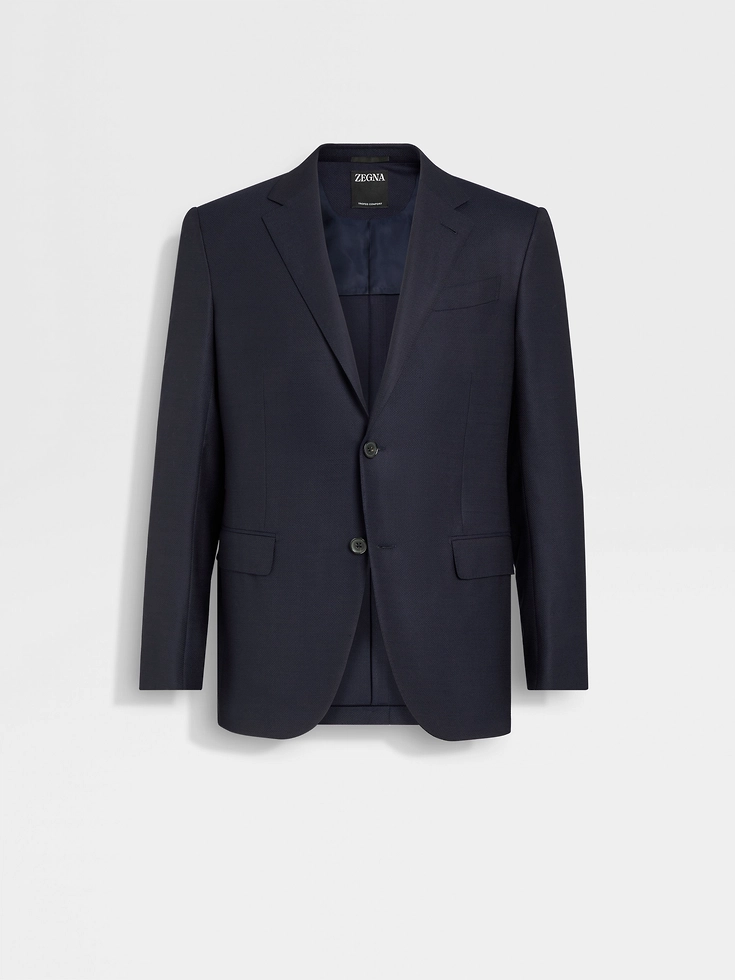 Giacca Trofeo™ Comfort Stretch in lana e seta blu navy