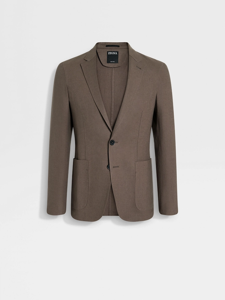 Giacca camicia Oasi Lino color talpa scuro